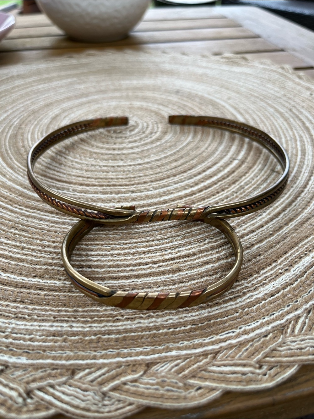Vintage Braided Copper and Brass Cuff Necklace And Bracelet Unique Design